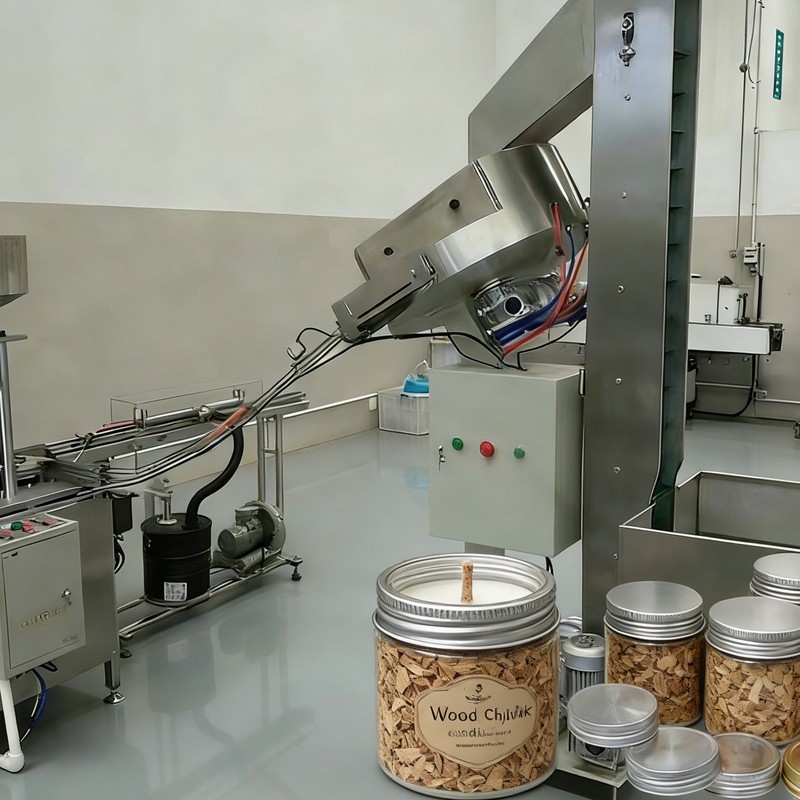 Wood Chip Wick Candle Gevindhætte Produktionslinje
